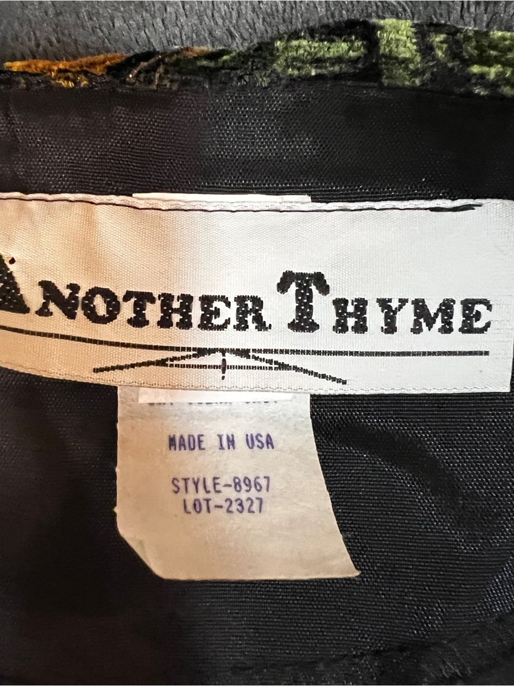 Another Thyme Vtg 90s Geo Abstract Velvet Metallic Artsy Glam Open Blazer S/M - Picture 7 of 14